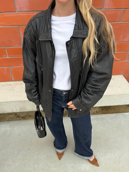 90s Super Oversized Black Bomberjacket