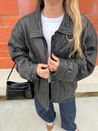 90s Super Oversized Black Bomberjacket