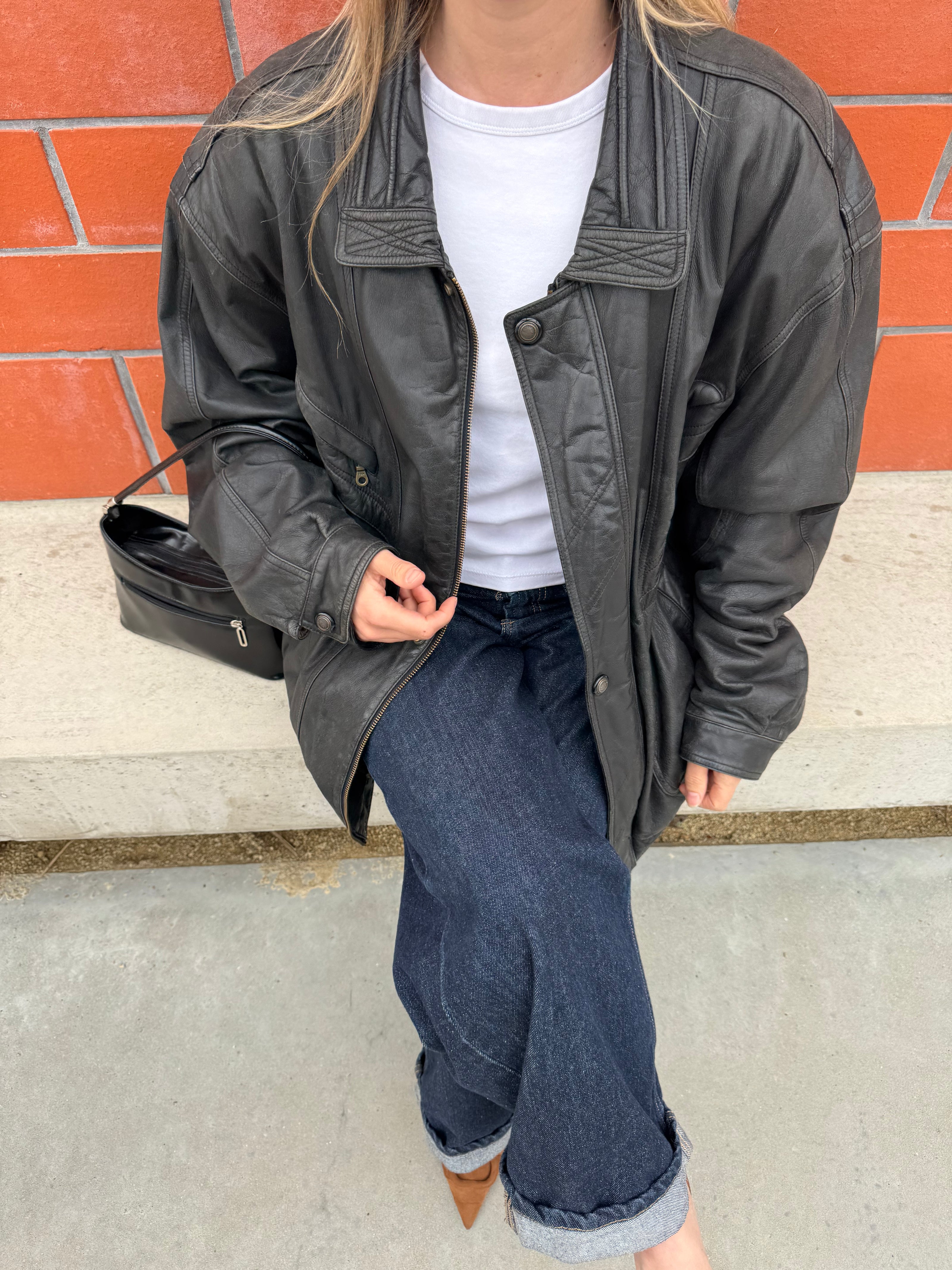 90s Super Oversized Black Bomberjacket
