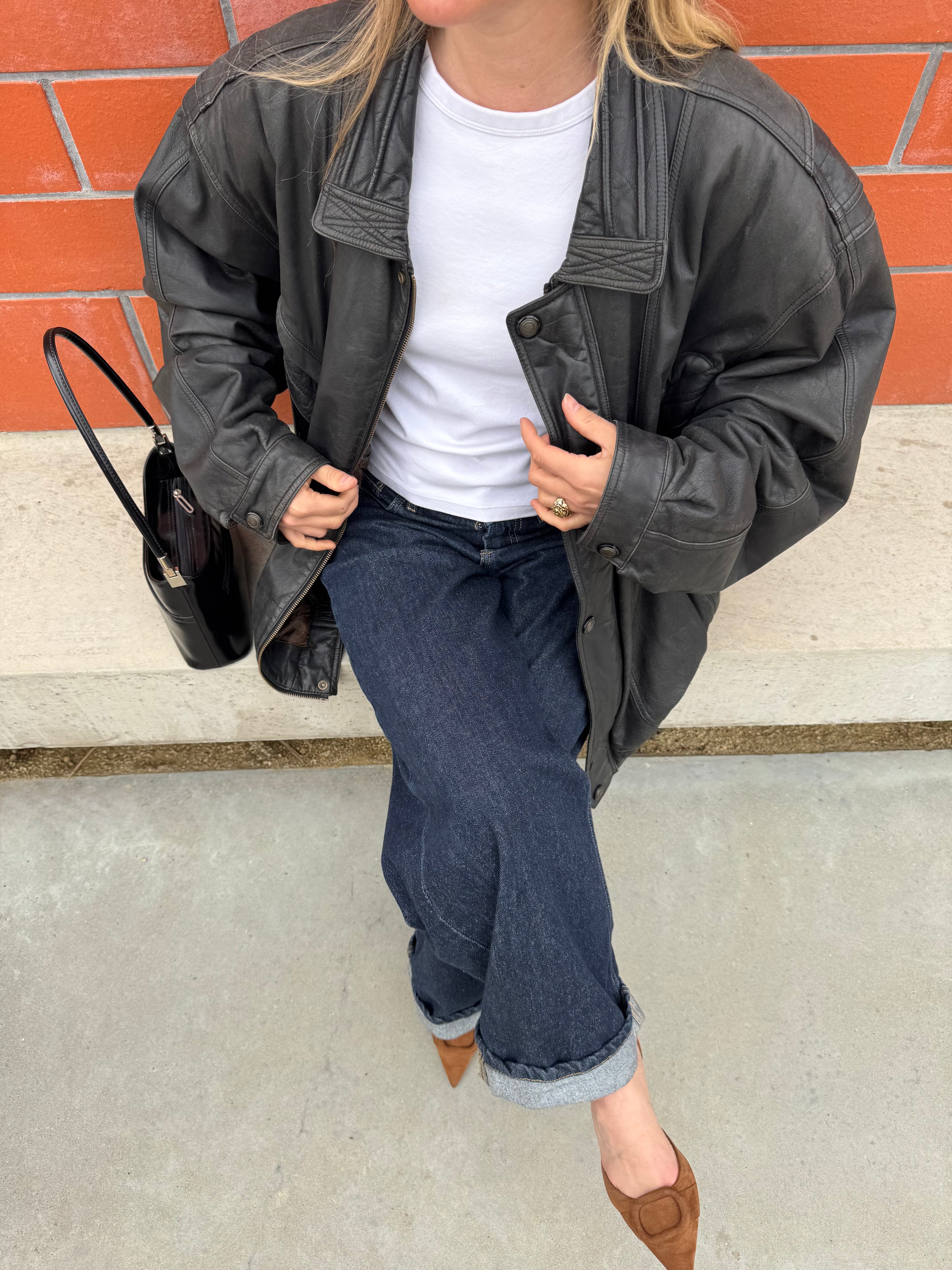 90s Super Oversized Black Bomberjacket