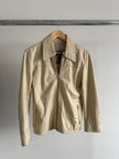 Fitted Light Beige 90s Vintage Leather Jacket