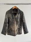 Arma Grey Distressed Leather Vintage Jacket
