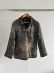 Arma Grey Distressed Leather Vintage Jacket
