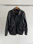 90s Black Leather Oversized Bomberjacket