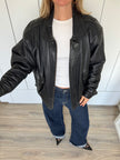 90s Black Leather Oversized Bomberjacket