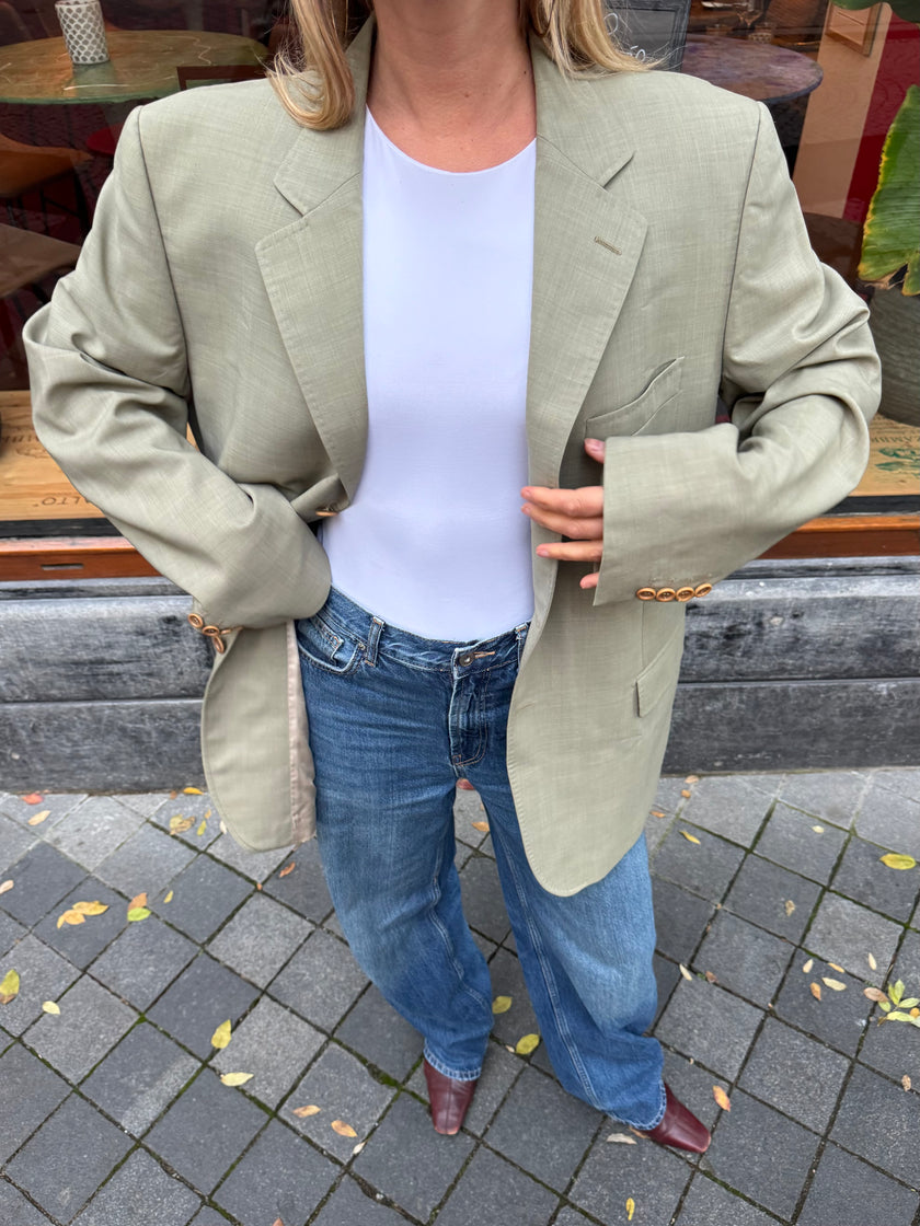 Light Khaki Beige Oversized Blazer