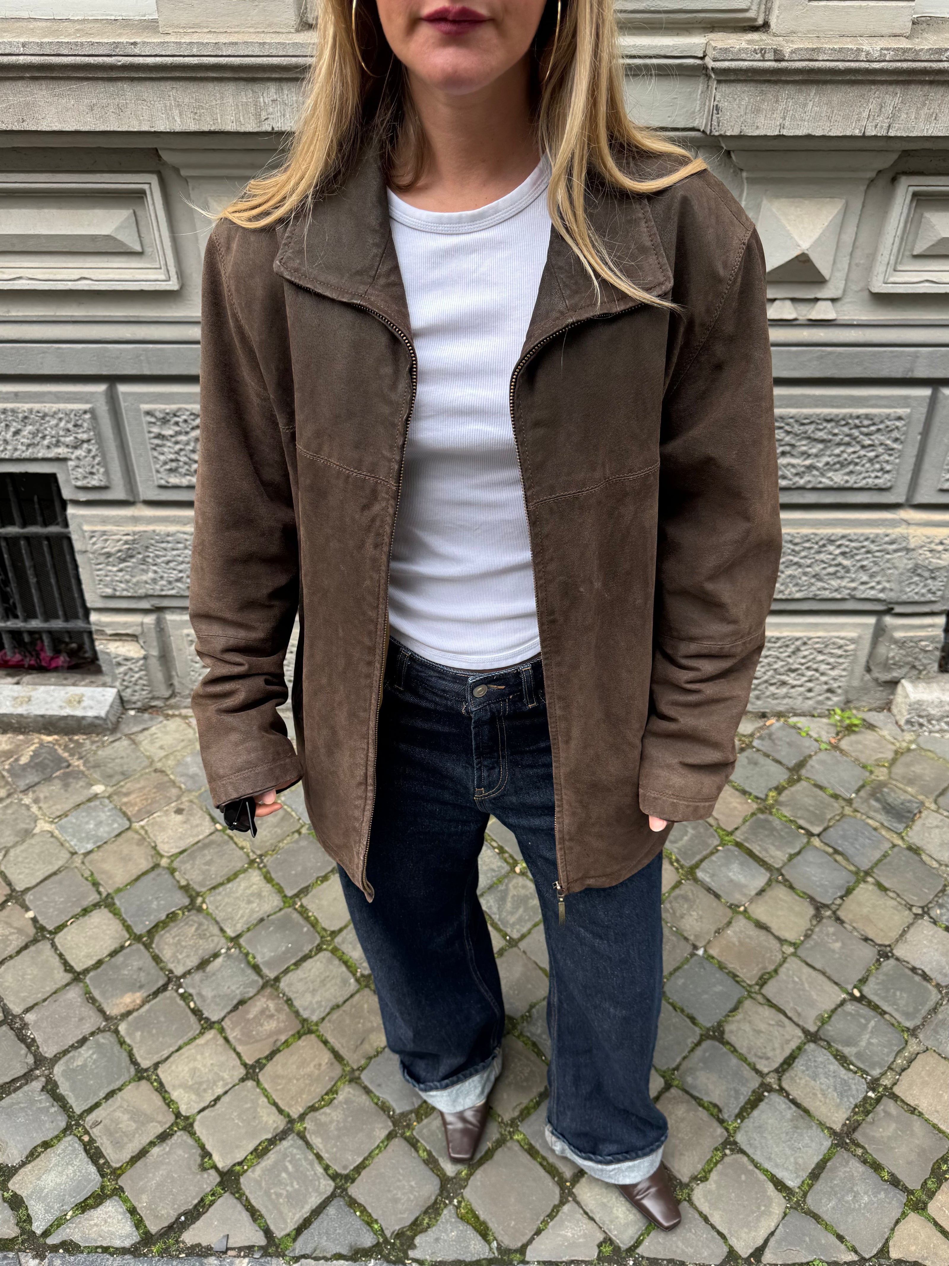Brown Oversized Vintage Leather/Suede Jacket