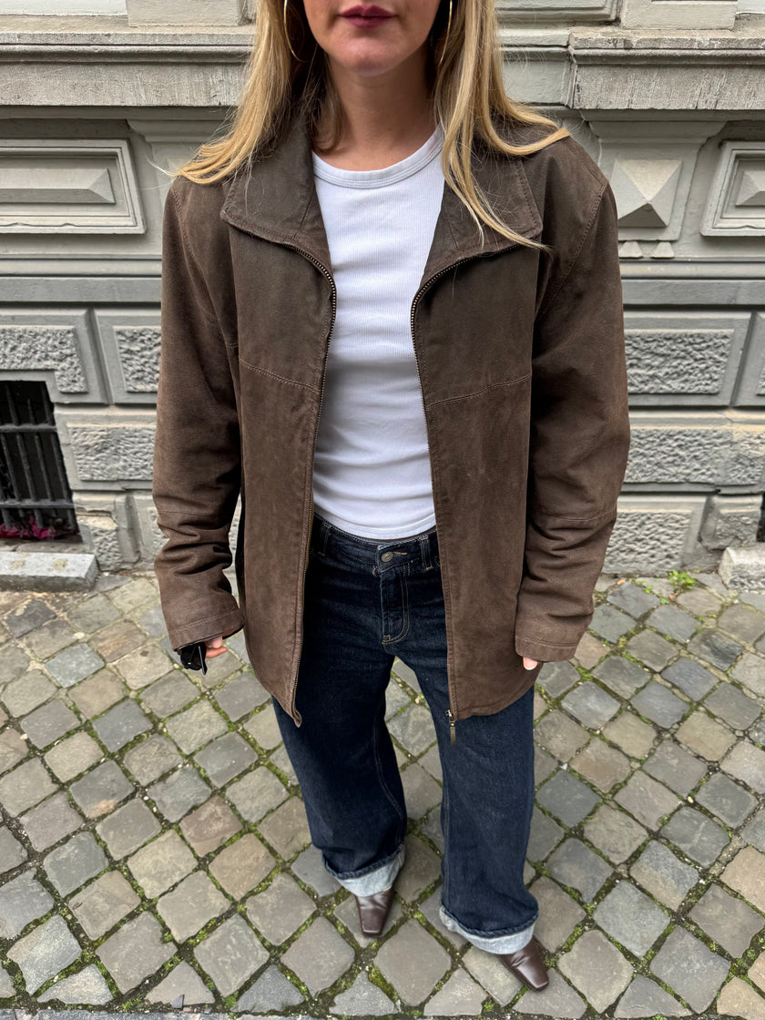 Brown Oversized Vintage Leather/Suede Jacket