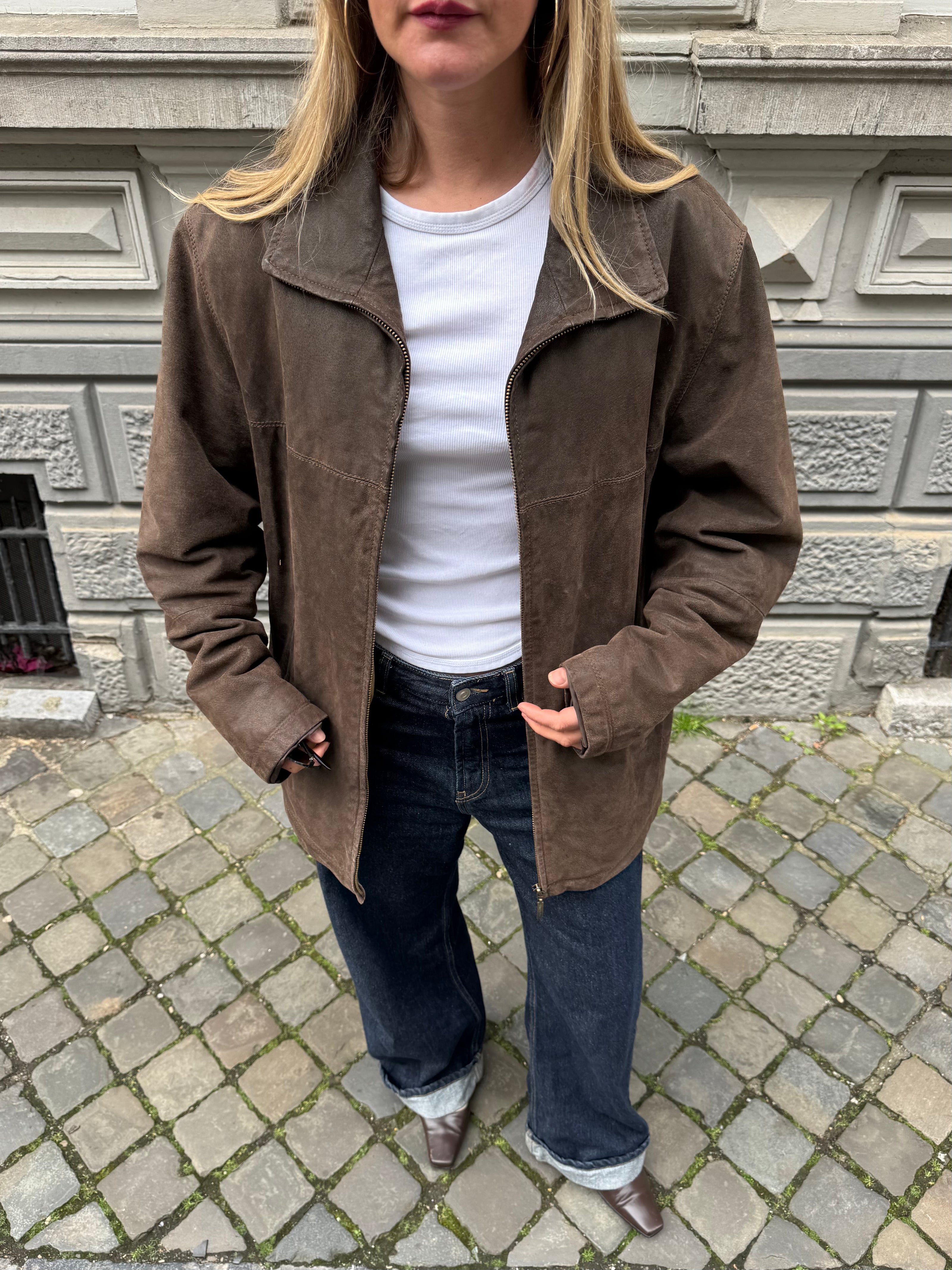 Brown Oversized Vintage Leather/Suede Jacket