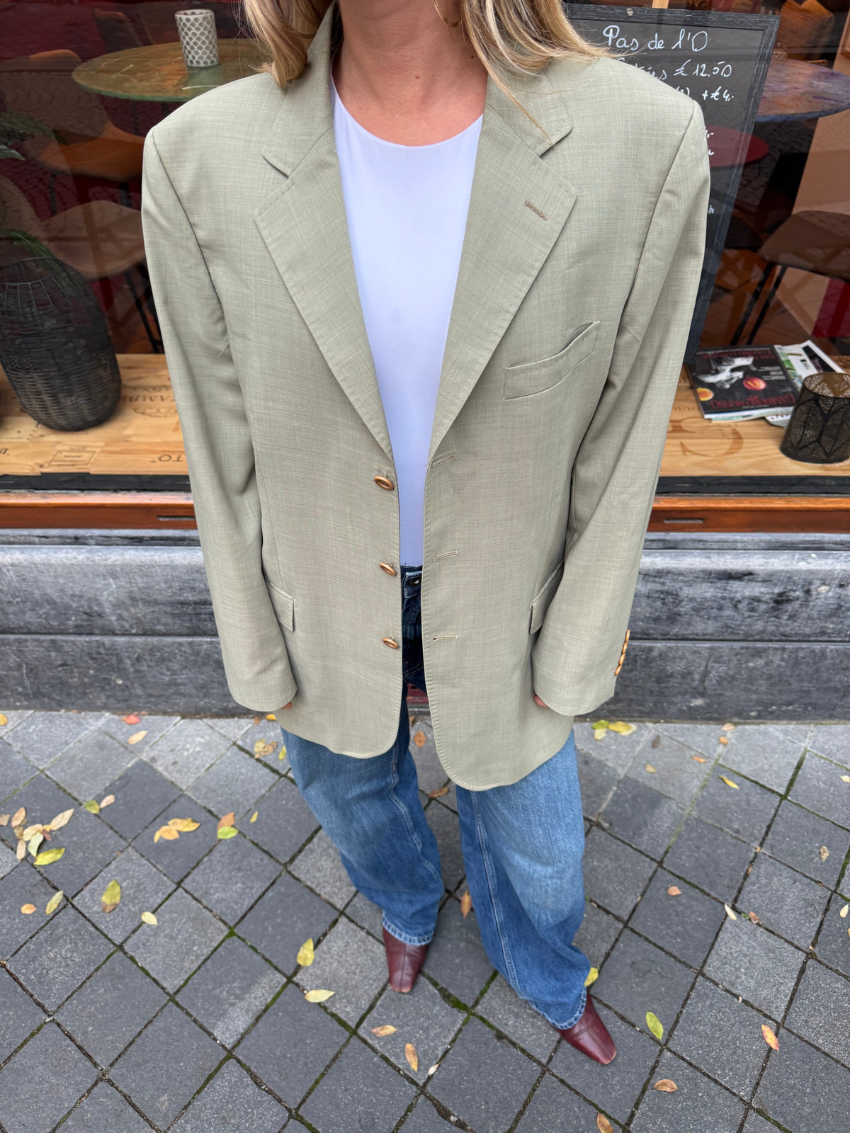 Light Khaki Beige Oversized Blazer