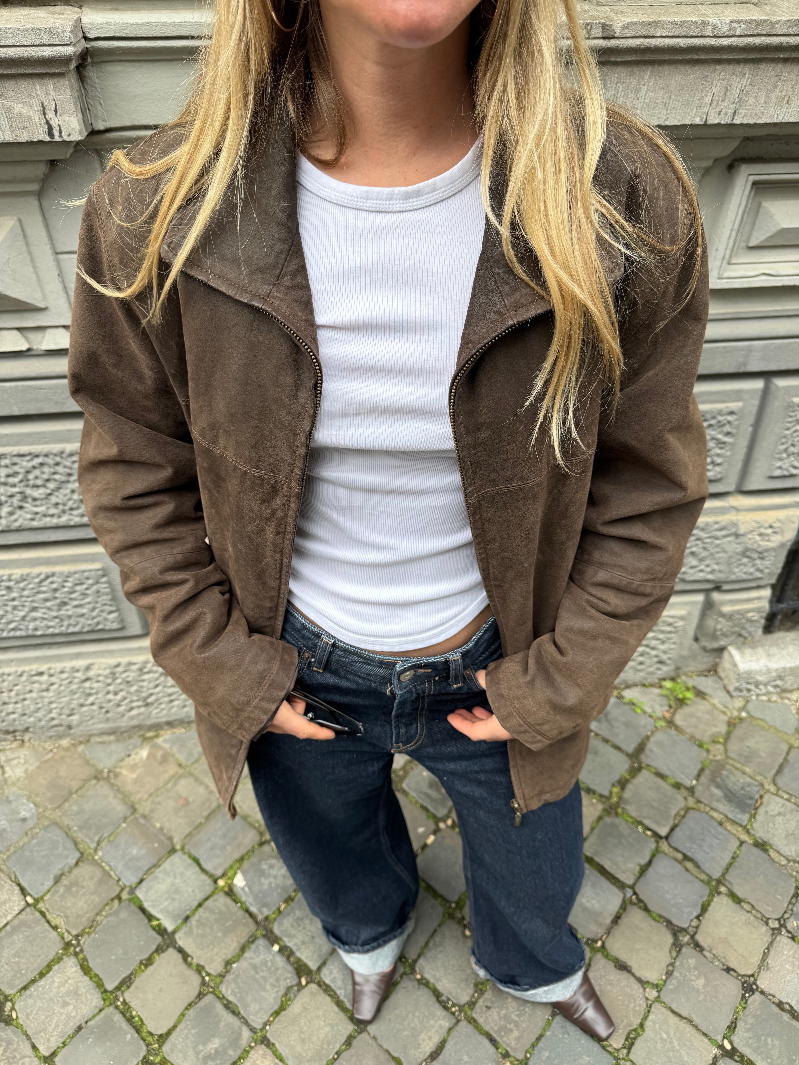 Brown Oversized Vintage Leather/Suede Jacket
