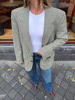 Dark Green Checked Oversized Blazer