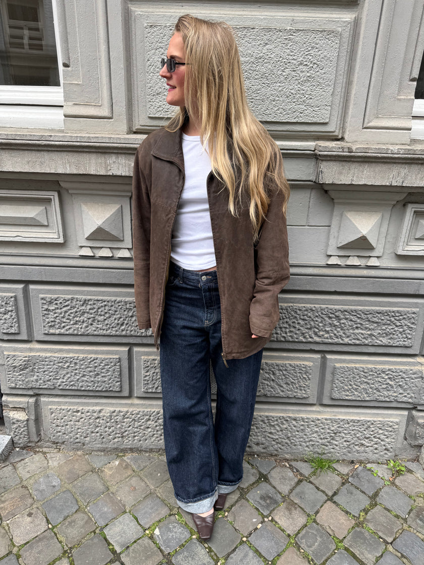 Brown Oversized Vintage Leather/Suede Jacket