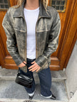Arma Grey Distressed Leather Vintage Jacket