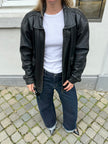 90s Black Leather Oversized Bomberjacket