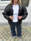 90s Black Leather Oversized Bomberjacket
