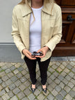 Fitted Light Beige 90s Vintage Leather Jacket