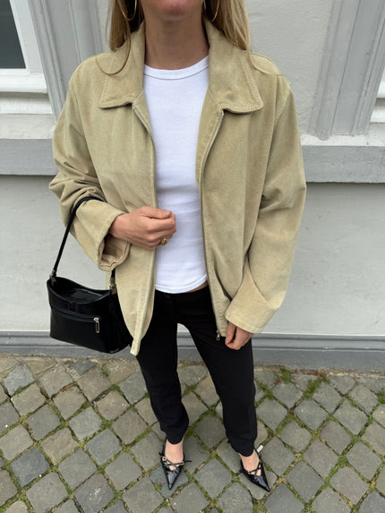 Light Beige Suede Bomberjacket