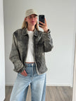Hugo Boss Distressed Oversized Leather Jacket