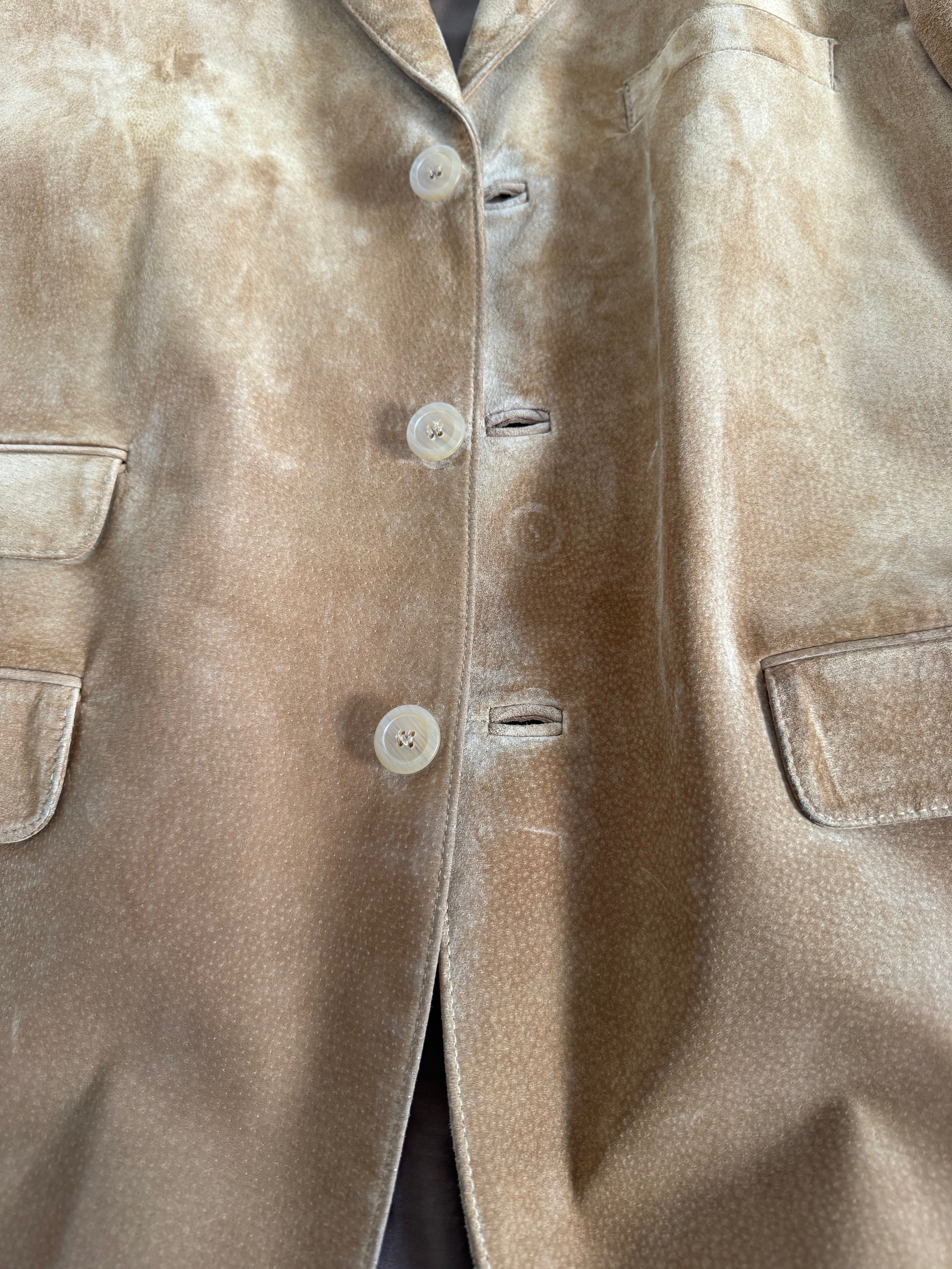Golden Beige Oversized Suede Blazer
