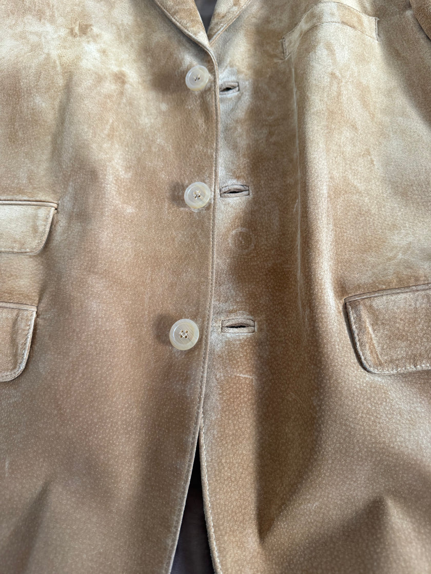Golden Beige Oversized Suede Blazer