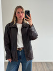 Dark Brown Oversized Leather Jacket