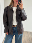 Dark Brown Oversized Leather Jacket