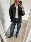 Dark Brown Oversized Leather Jacket