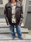 Dark Brown Oversized Leather Jacket