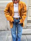 Golden Beige Oversized Suede Blazer