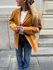 Golden Beige Oversized Suede Blazer