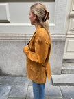 Golden Beige Oversized Suede Blazer