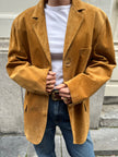 Golden Beige Oversized Suede Blazer