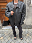 Super Oversized Black Leather Vintage Jacket