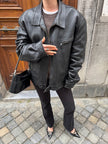 Super Oversized Black Leather Vintage Jacket