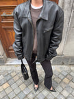 Super Oversized Black Leather Vintage Jacket