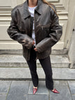 Distressed / Worn Grey/Brown Leather Vintage Jacket