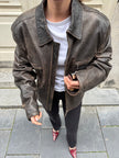 Distressed / Worn Grey/Brown Leather Vintage Jacket