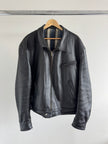 Super Oversized Black Leather Vintage Jacket