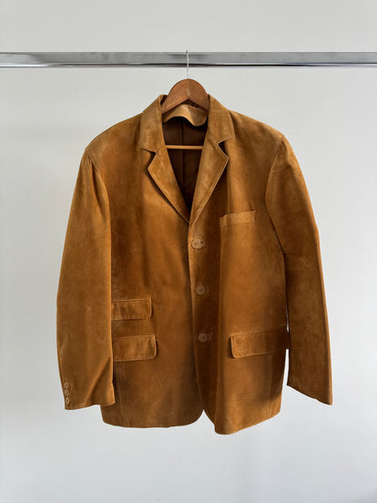 Golden Beige Oversized Suede Blazer