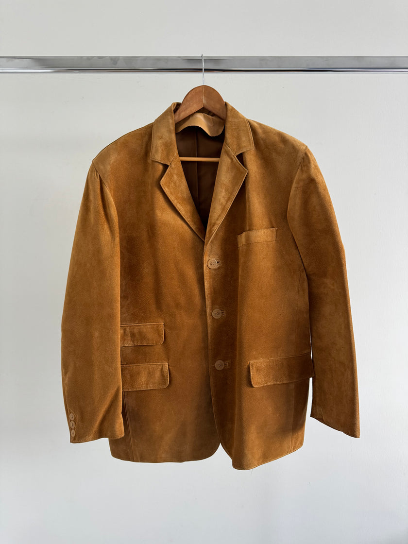 Golden Beige Oversized Suede Blazer