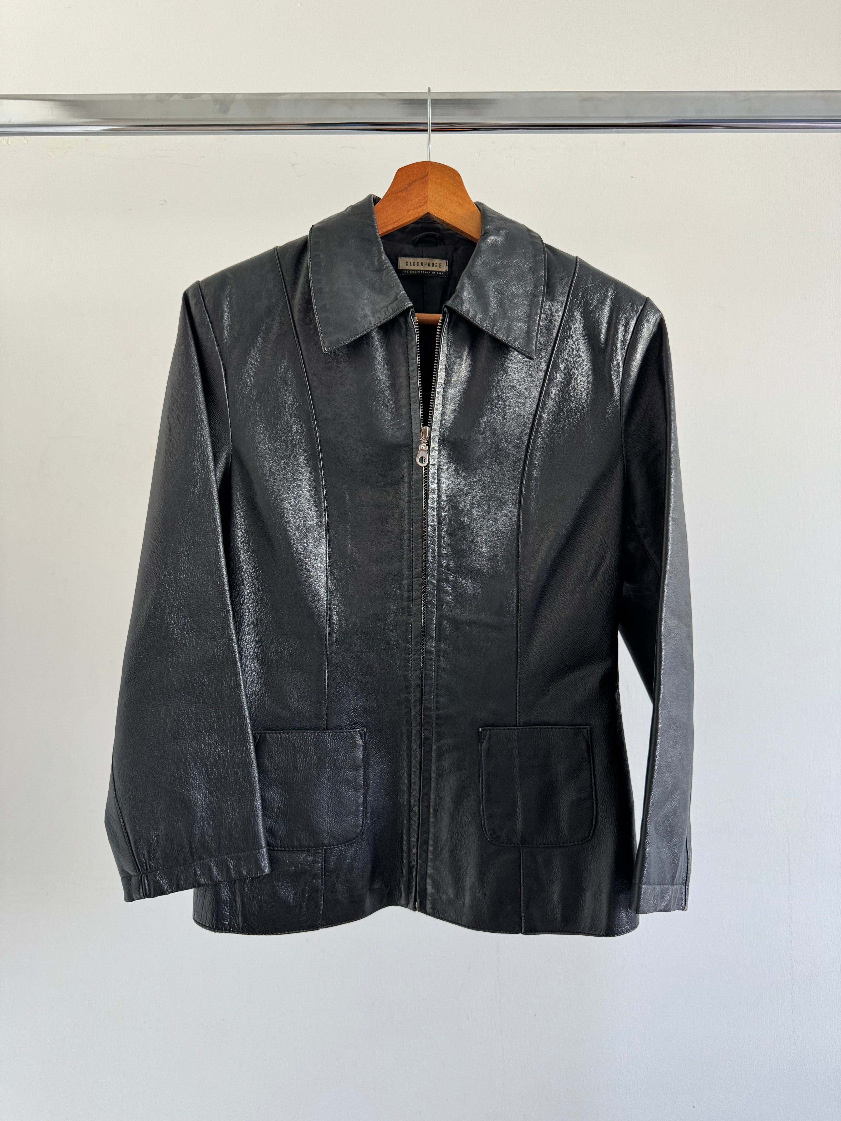 Fitted Black Leather Vintage Jacket