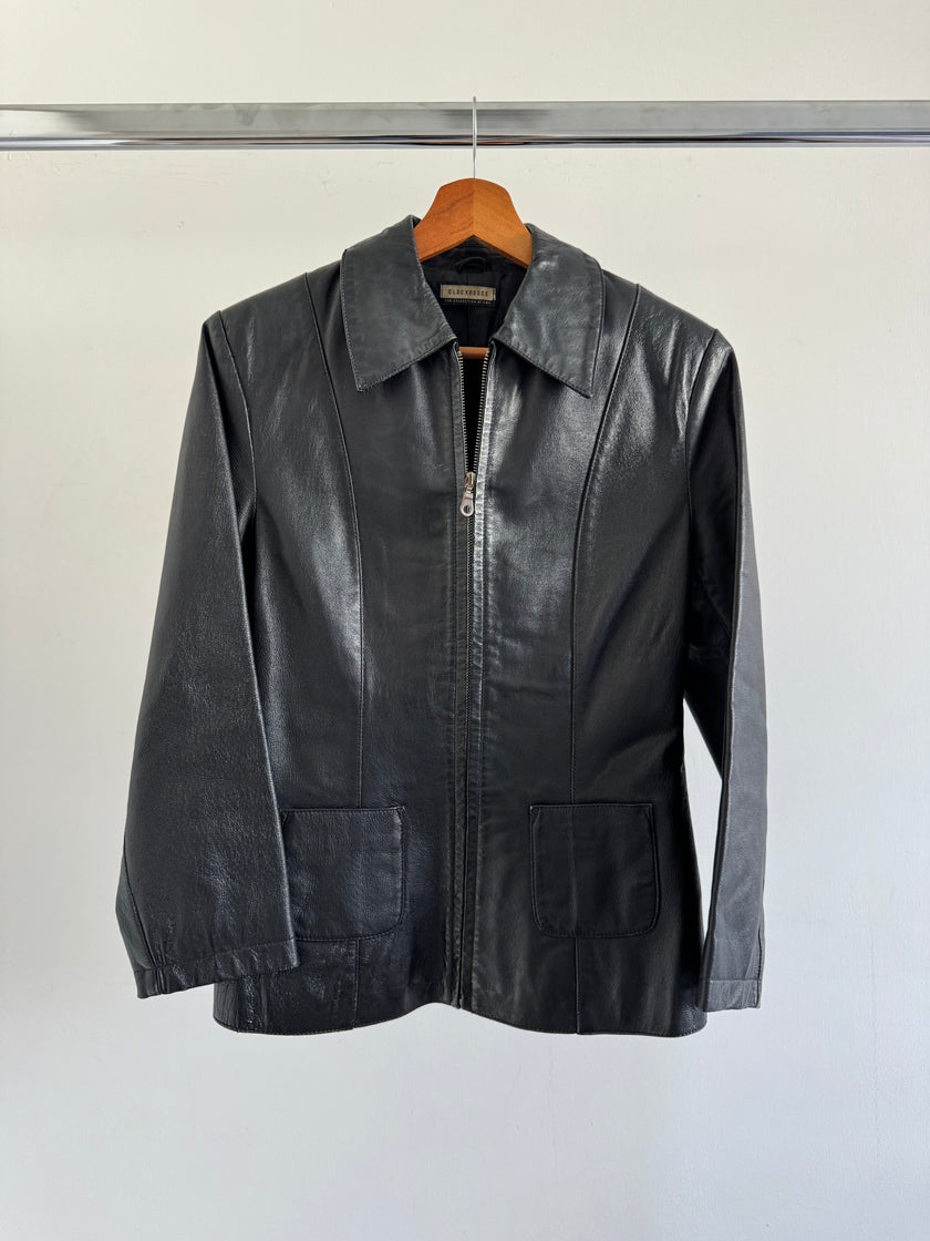 Fitted Black Leather Vintage Jacket