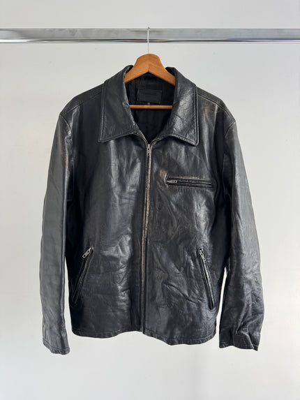 Heavliy Distressed Black Leather Jacket
