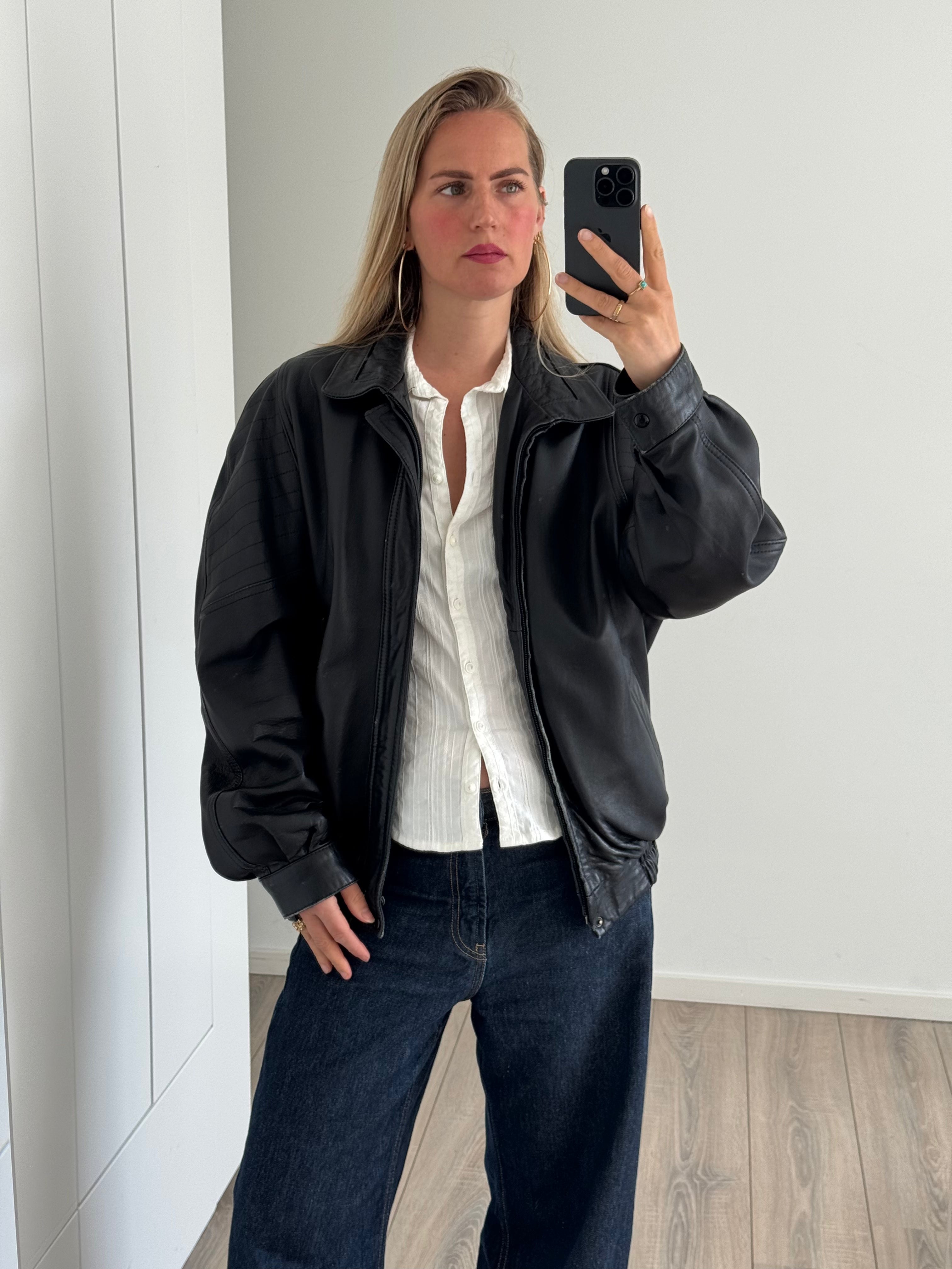 90s Leather Bomber Jacket