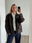Oversized Dark Brown Leather Vintage Jacket