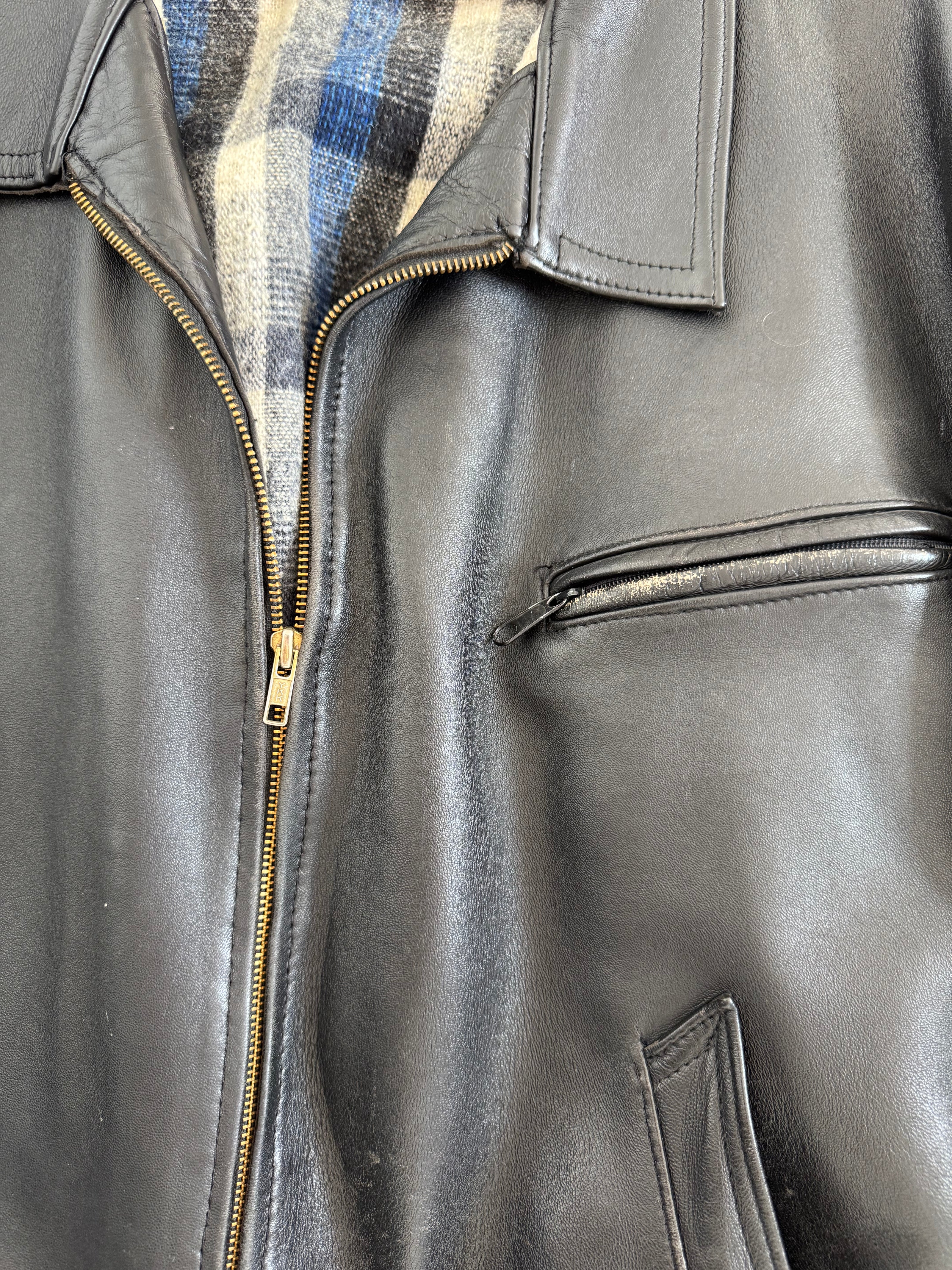 Super Oversized Black Leather Vintage Jacket