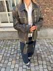 Distressed Grey / Beige Faded Leather Jacket