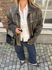 Distressed Grey / Beige Faded Leather Jacket