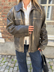 Distressed Grey / Beige Faded Leather Jacket